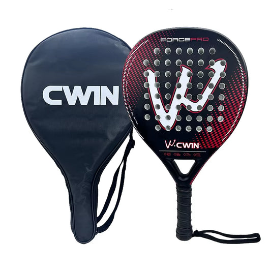 Cwin Paddle Racket Carbon Fiber Soft EVA Face for Adult Prefessional Training Tennis Paddle Racquet with Padel Shovel Protector